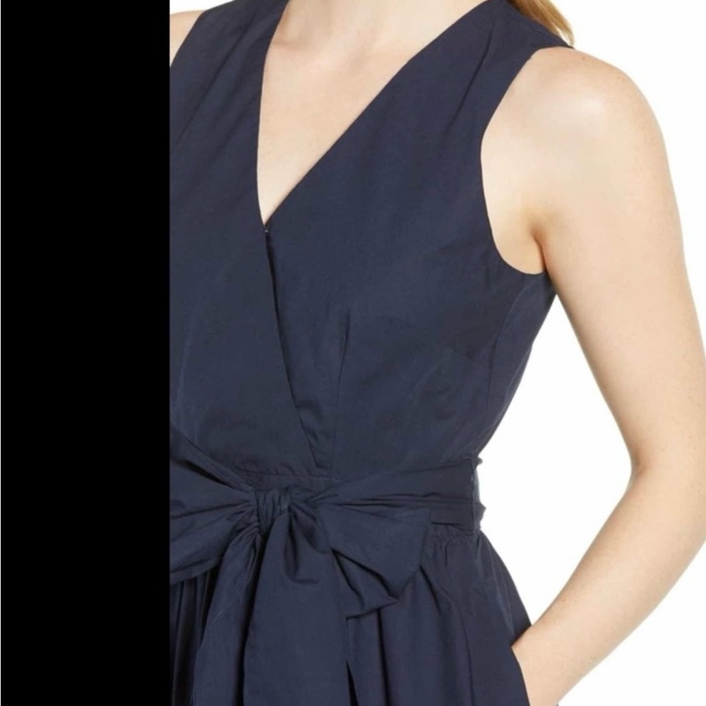 J. Crew Tan Faux Wrap Crisp 100% Cotton Midi Dress - Picture 2 of 12